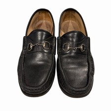 GUCCI 90s Vintage Horsebit Moccasin Loafers Womens 8 Black Leather Italy