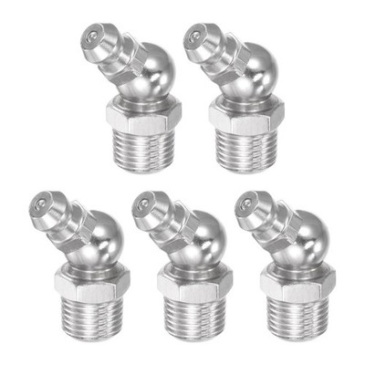 5Pcs 304 Stainless Steel 45 Degree Hydraulic Grease Fitting 1/8-28'' Thread