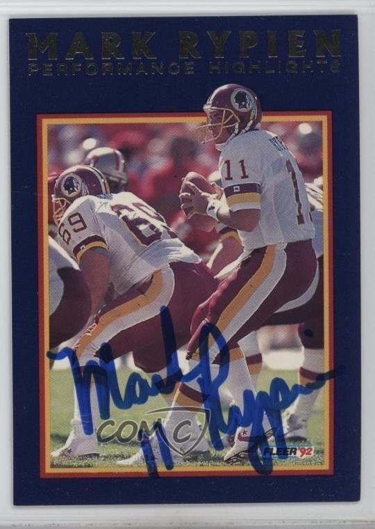 1992 Fleer Mark Rypien Performance Highlights Auto Mark Rypien #11 Auto 01nk
