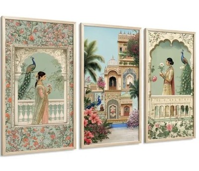 Traditionelle Wandkunst Gemälde Wandrahmen für Wohnkultur 3er Set (7x13 Zoll)