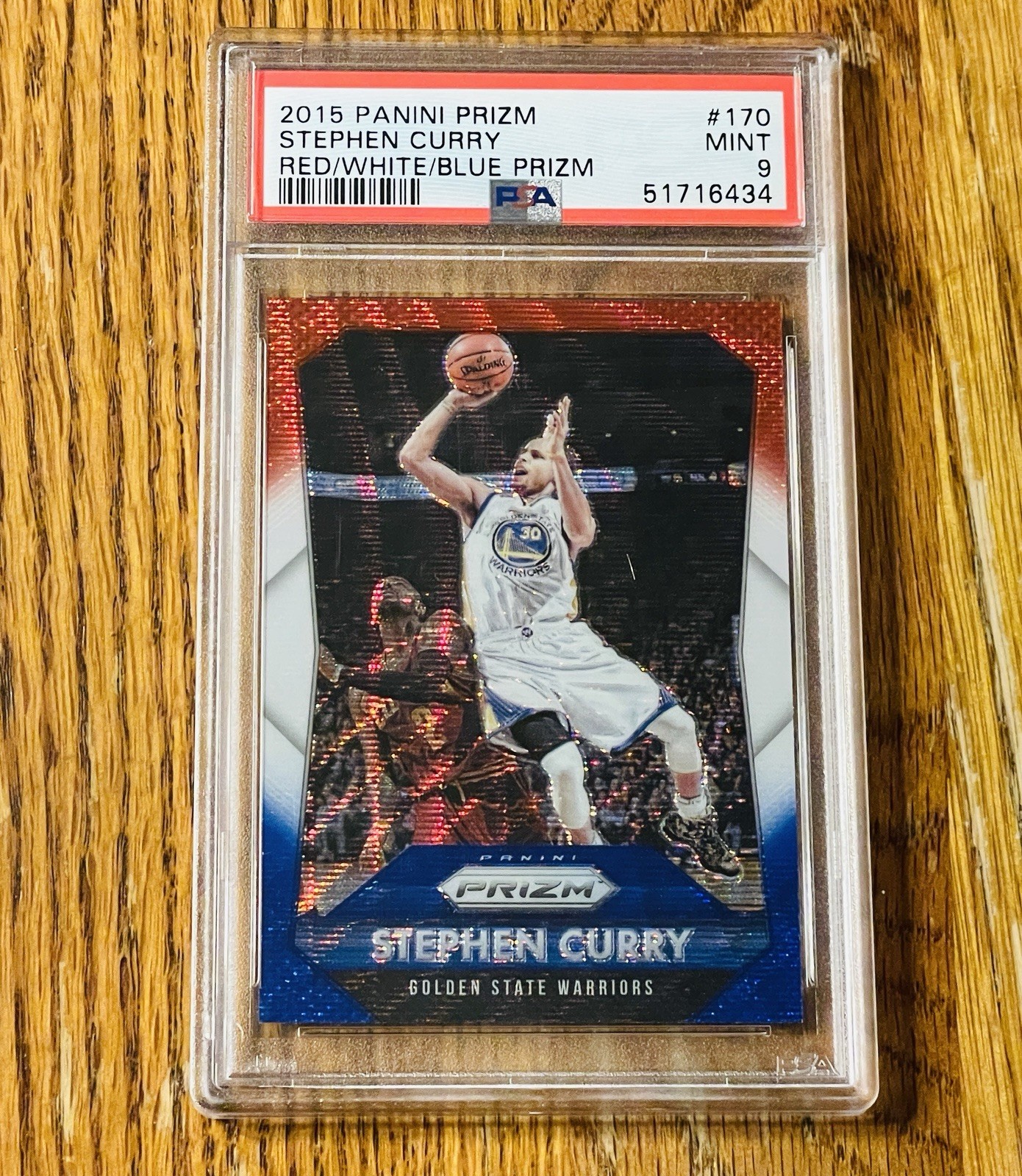 2015 Panini Prizm Stephen Curry #222 Red White Blue Prizm PSA 9 Mint