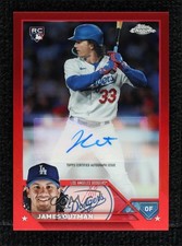 2023 Topps Chrome Update Auto Red Refractor 3/5 James Outman #AC-JOU Auto 3fe
