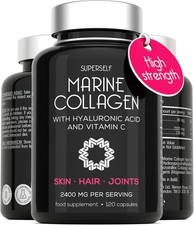 Marine Collagen Capsules 2200mg - with Hyaluronic Acid & Vitamin C - High Streng
