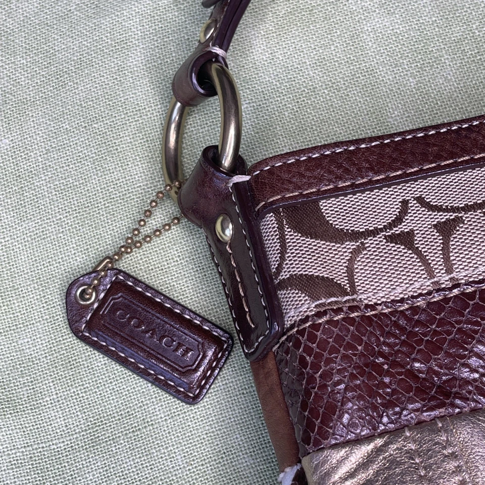 COACH Women’s Purse Bag Patchwork Hobo Bucket Leather Suede G06S-10434 Y2K Zebra - Image 4 of 4