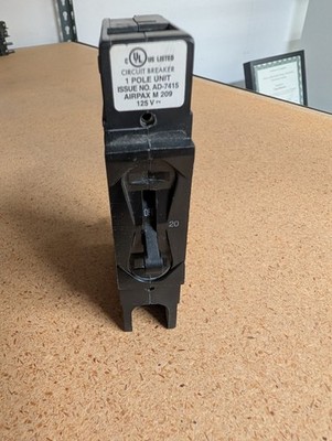 Airpax M209 20A 125V DC Single Pole Magnetic Circuit Breaker