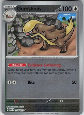Gumshoos 110/132 Uncommon Mega Evolution Pokemon Reverse Holo Near Mint