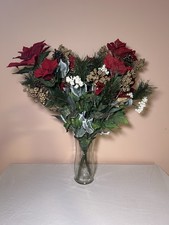 2 Piece Artificial Christmas Bouquet Poinsettia Pine cones