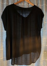 Tacera Blouse/Top Womens Large Black 1/2 Zipp...