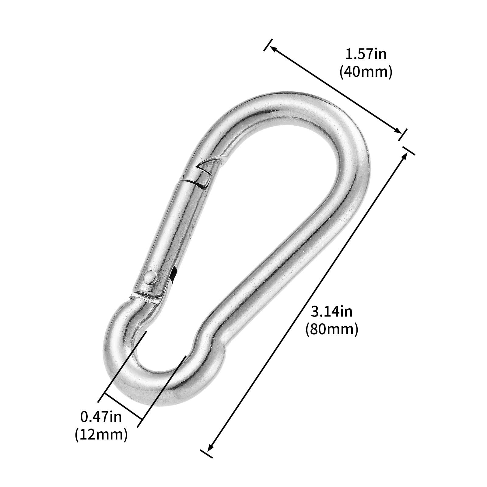 Spring Cips 4 PCS Heavy Duty 304 Stainless Steel Spring Snap Hook Carabiner Clips ...
