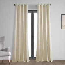 Natural Light Beige Cross Linen Weave Grommet Blackout Curtain - 50 In. W X 84 I