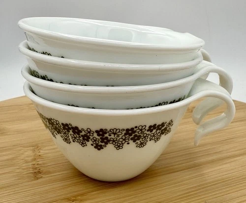 Set of 4 Vintage Corelle Crazy Daisy Spring Blossom Hook Handle Coffee/Tea Cups
