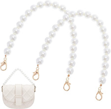 12 Inch Pearl Bag Chain, 2Pcs Short Bag Handle 14Mm Pearl Bead Decorative Purse