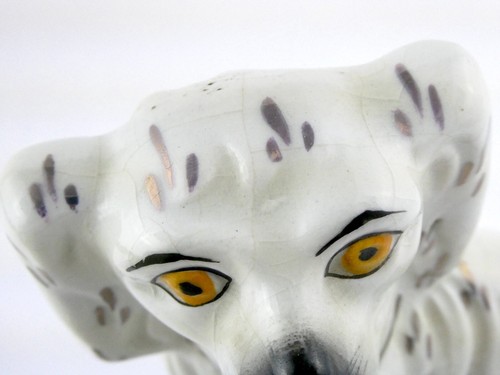 Antica coppia di statuine cane seduto inglese Old Staffordshire Ware 6 pollici - Foto 6 di 12