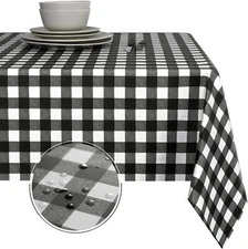 Obstal Waterproof PVC Table Cloth, Rectangle Tablecloth, Wipeable 54"x108" Black