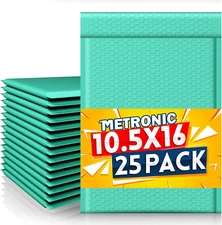 10.5X16 Mailing Envelopes Bubble Padded 25Pack, Teal Bubble Mailers 10.5X16, Wat