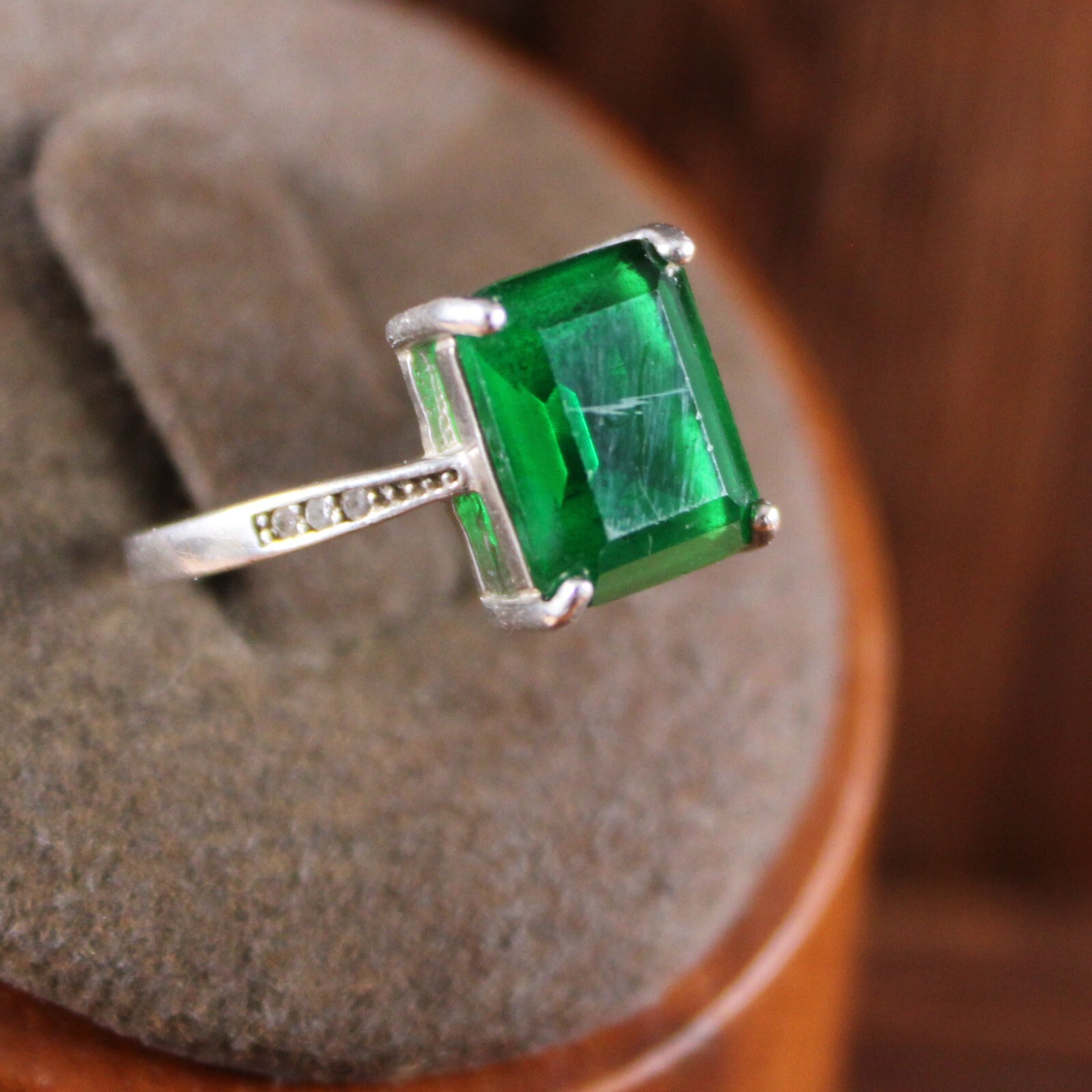 Lab Created Green Emerald Solitaire Ring  Zircon … - image 4