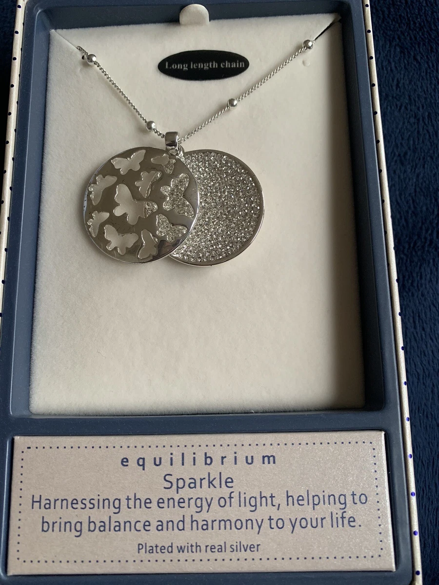 Equilibrium Sparkle Butterfly Disc 26In Necklace pendant Silver