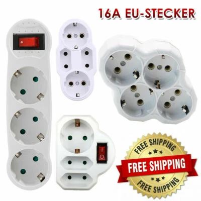 MARKENLOS EU Steckdose 2/3/4Fach Steckdosenleiste Mehrfachsteckdose Steckdosenverteiler DE