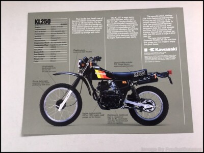 1982 1983 Kawasaki KL250 Motorcycle Bike 1-page Vintage Sales 1982 1983 Kawasaki KL250 Motorcycle Bike 1-page Vintage Sales