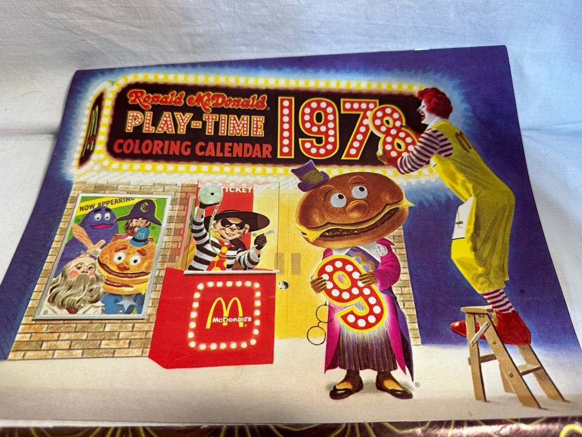 Vintage McDonald's Play Time 1978 Coloring Calendar Book Ronald No