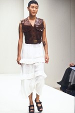 Prada Vintage Archive Spring 1994 Cropped Brown Leather Moto Vest 42 Runway