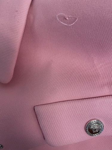 Versace Women's Pink Double Techno Cavalry Twill Crop Jacket Coat Size 38 - Picture 3 of 7
