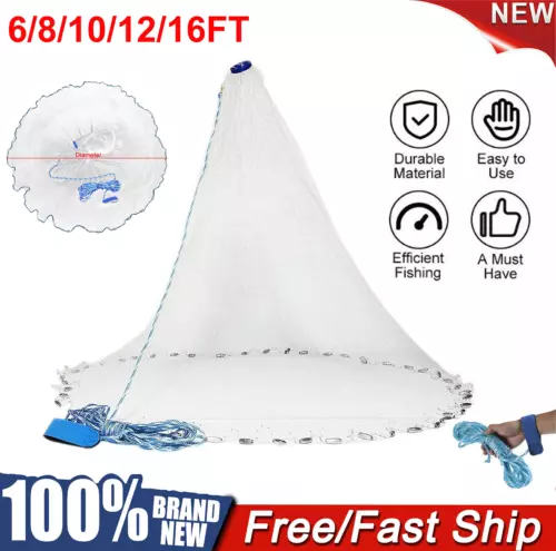 3/4/5/6/8FT Radius Fishing Cast Net Bait Easy Throw Hand Cast Strong Nylon Mesh