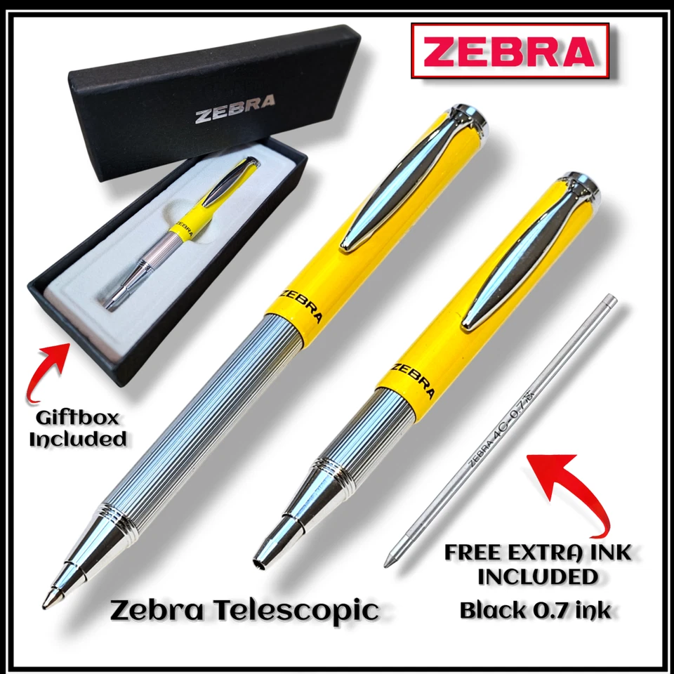 Zebra Expandz Telescopic Ballpoint Pen Black Ink GIFTBOXED Zebra 4C ink refill Y