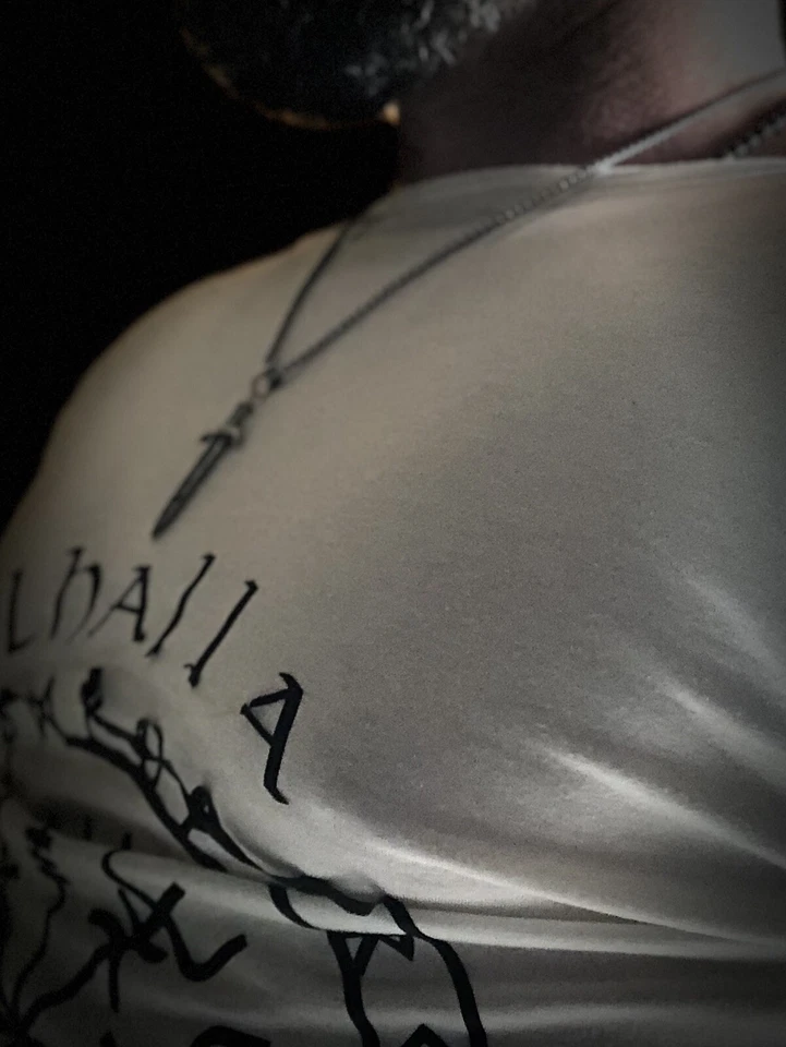 Collana Vichinga in Acciaio Viking SWORD Spada Con Swarovski Neri - Immagine 4 di 4