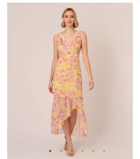 ADRIANNA PAPELL Floral Print Ruffled Dress
