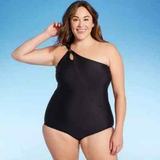 Lands' End Womens Tummy Control One Shoulder One Piece Swimsuit Plus Size 3X NEW