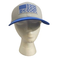 Columbia PFG Mesh Flexfit Snap Back Fish Flag Ball Cap Blue One Size Fit All PO
