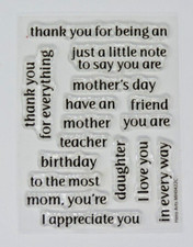 Hero Arts MH0422C 17pc Acrylic Cling Stamp Set Mom Teacher Daughter Thanks