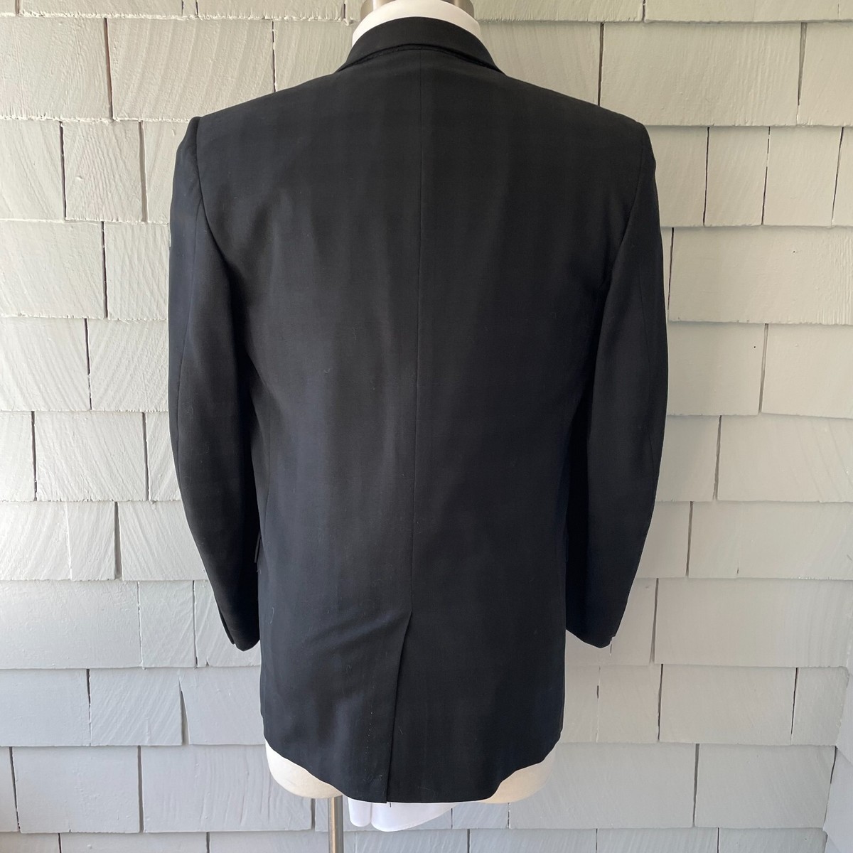 50s Vintage Griffon Black Plaid Weave 3 Button Men's Suit Jacket