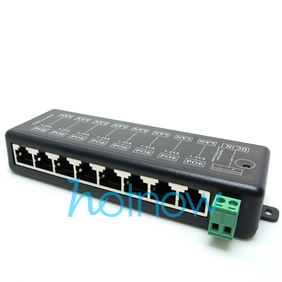 8 Ports Gigabit Passive PoE injector midspan Ethernet Adapter 48V2A 96Watt PSU - Image 3 of 4