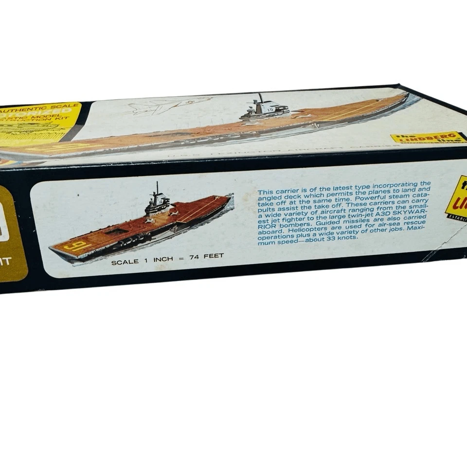 Kit modelo 1968 motorizado Lindberg Line USS Lexington portaaviones completo Foto 4 de 4