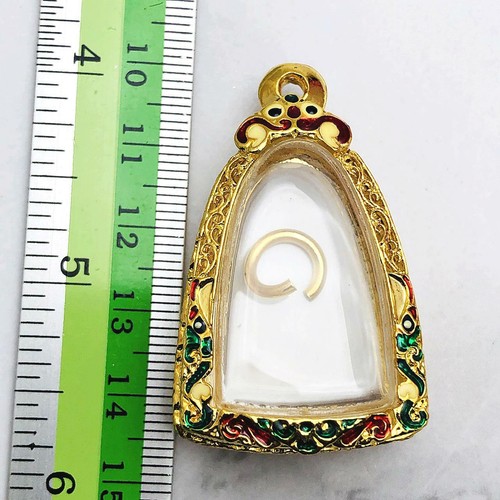 Empty Stencil Metal Frame Case Gold Micron 24k Color Paint 3cm Thai Amulet 16170 - Picture 6 of 6