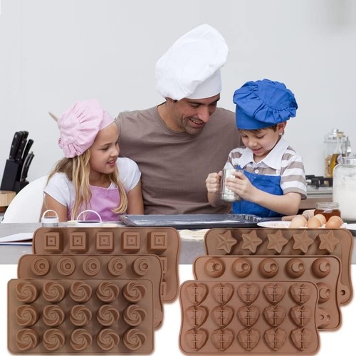 Silicone Chocolate Mold 6 Shapes Non-Stick Flexible Ice Cube Trays Baking Pan - Picture 8 of 8