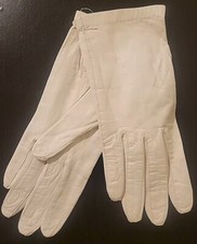White French Kidskins Leather Ladies Gloves Silk Lined 6.5 Never Worn