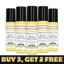 Almond 10 ml. Perfume Roll On Bottle Body Oil, 1/3 oz Scented Fragrance Oil