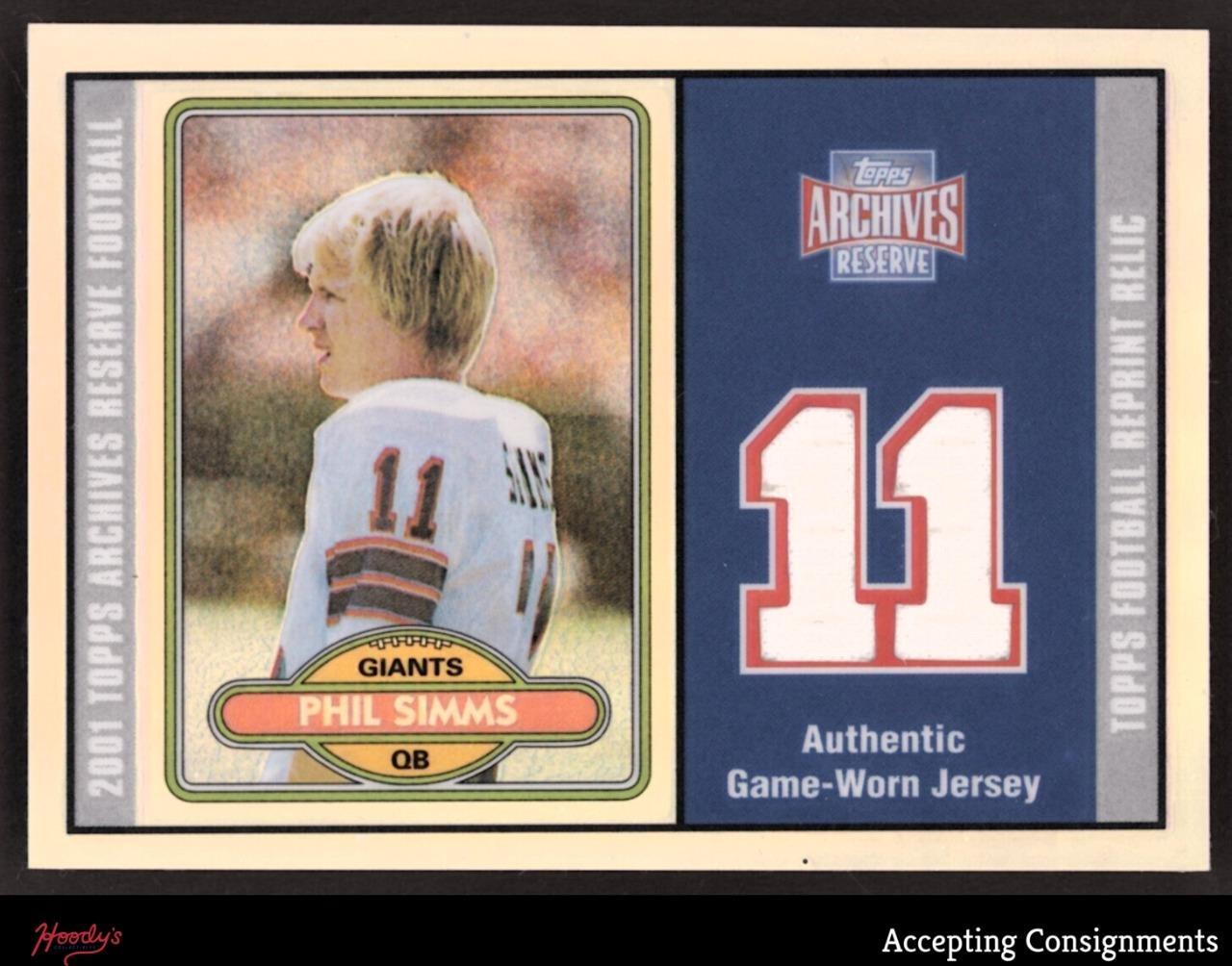 2001 Topps Archives Reserve Jerseys Phil Simms JERSEY RELIC GIANTS