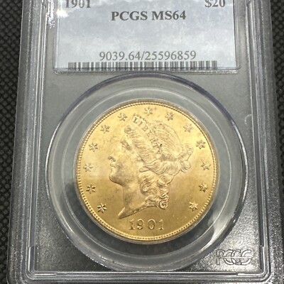 1901 P US Gold $20 Liberty Head Double Eagle ~ PCGS MS 64 | VERY LOW MINTAGE