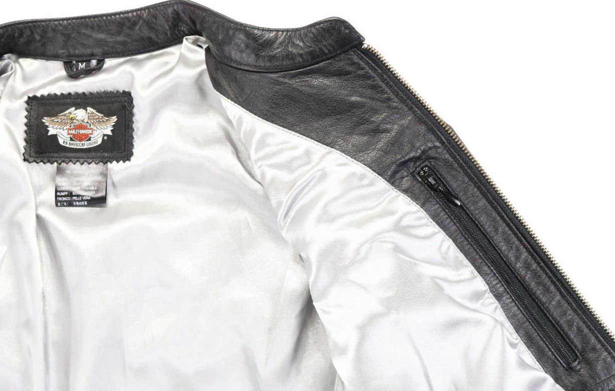 harley davidson jacket M black leather soft zip pockets Bling bar zip nwt 97049 image 7
