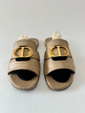 Dior Beige Leather 30 Montaigne Slide Flat Sandals Size 37 EU