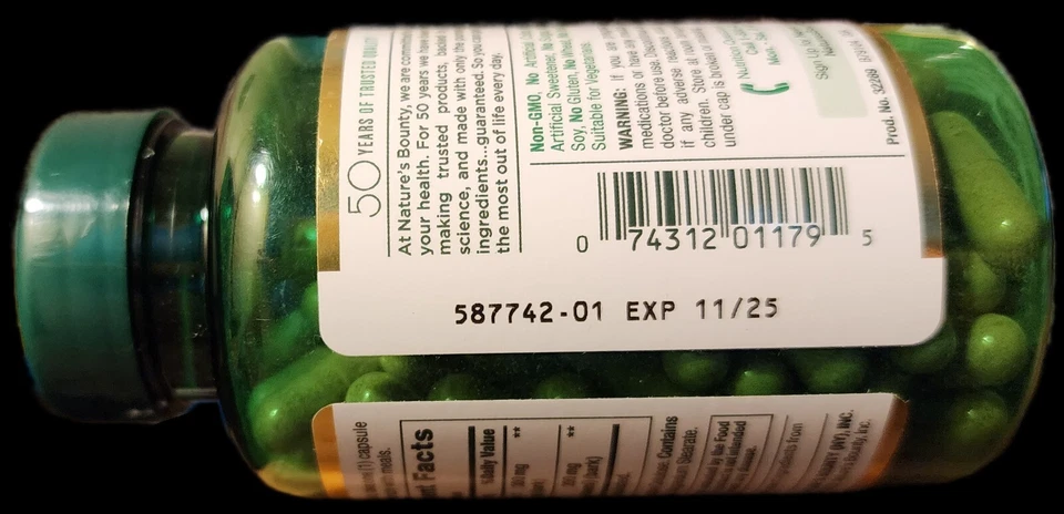 DOS Nature's Bounty Canela 1500 mg Metabolismo del Azúcar 100 Cápsulas EXP 11/25 Nuevo Foto 3 de 3