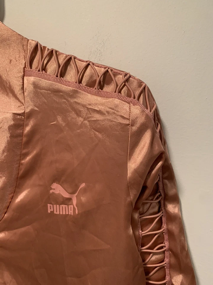 Chaqueta Puma De Colección Para Mujer Talla S Brillante Rosa Bronce Manga e Inserciones para el Hombro Foto 3 de 4