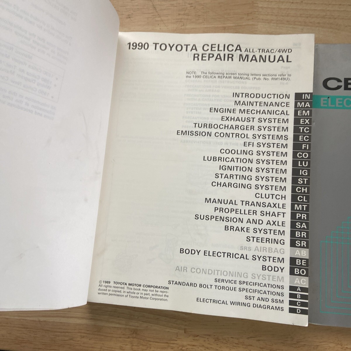 1990 Toyota Celica All-Trac/4WD Repair Manual~OEM RM176U~ W