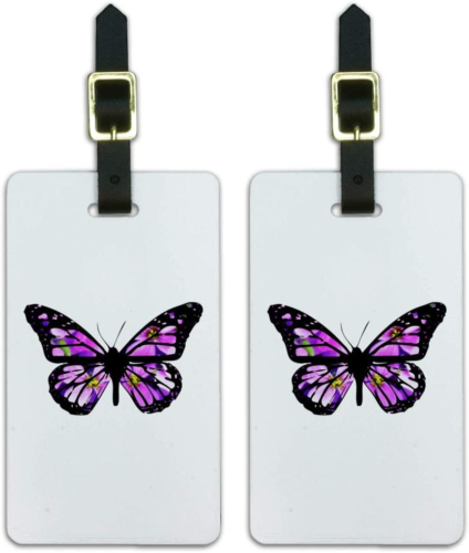 Butterfly with Flowers Luggage ID Tags Suitcase Carry-On Cards - Set of 2