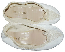 PORT OF NAPLES SZ 7 M WHITE LEATHER LACE CROCHET BALLET DANCE SLIPON SHOES FLATS