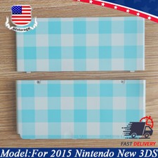 Front  Back Cover Housing Shell Plate For Nintendo New 3DS Blue  White Quilt